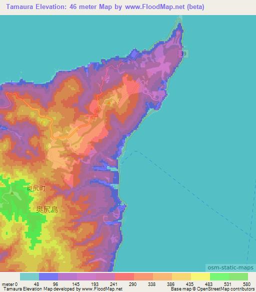Tamaura,Japan Elevation Map