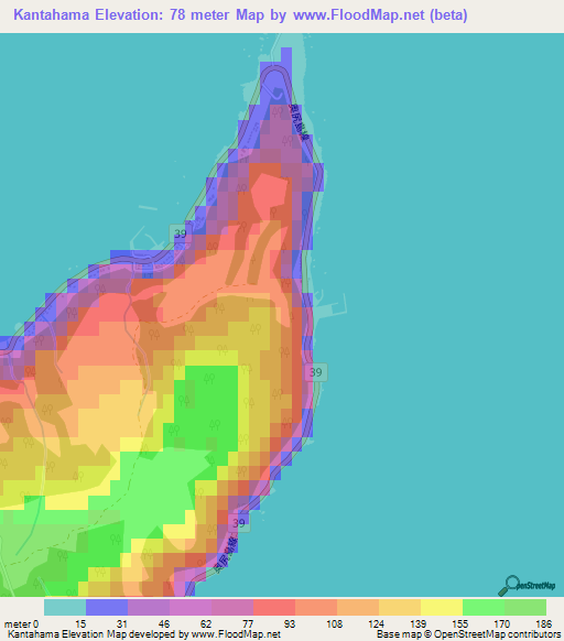 Kantahama,Japan Elevation Map