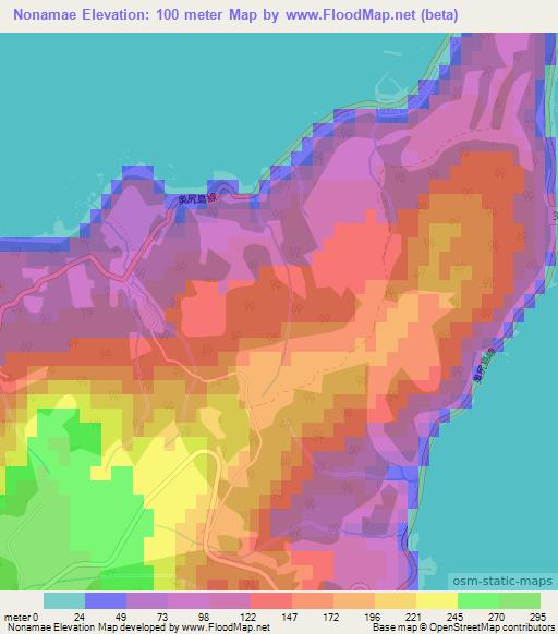 Nonamae,Japan Elevation Map