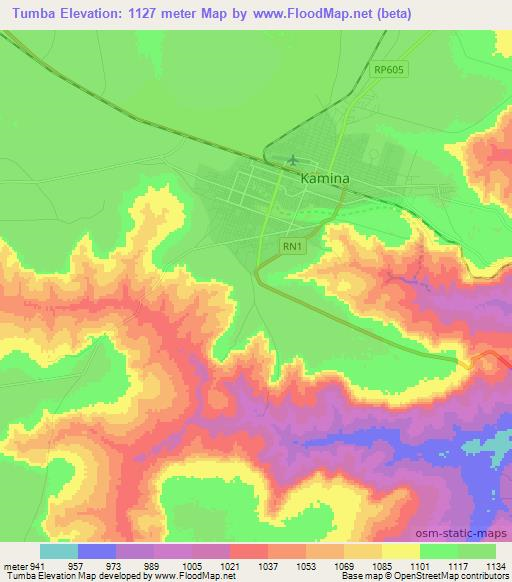 Tumba,Congo (Kinshasa) Elevation Map