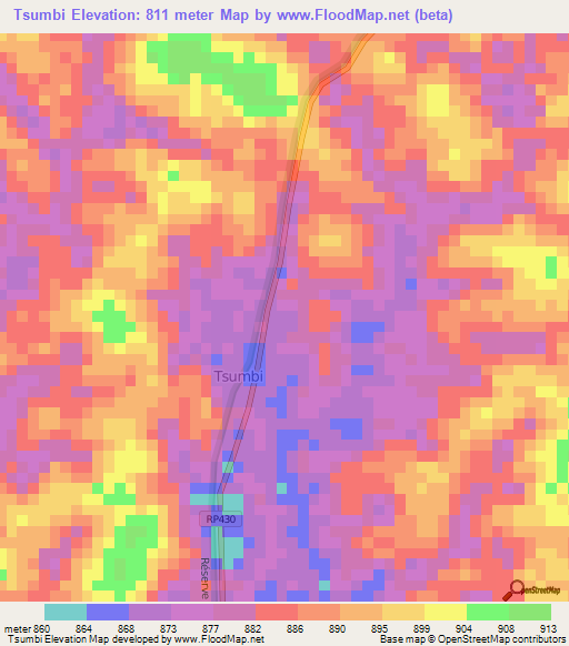Tsumbi,Congo (Kinshasa) Elevation Map