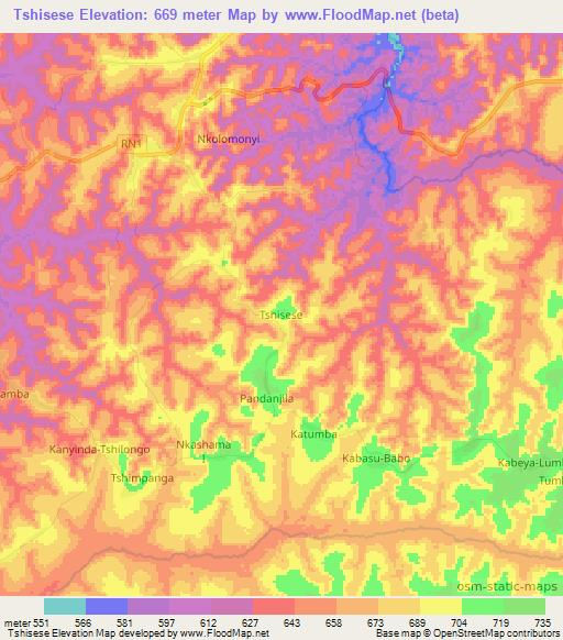 Tshisese,Congo (Kinshasa) Elevation Map