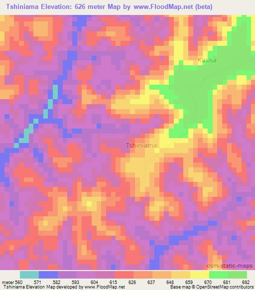 Tshiniama,Congo (Kinshasa) Elevation Map