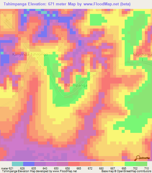 Tshimpanga,Congo (Kinshasa) Elevation Map