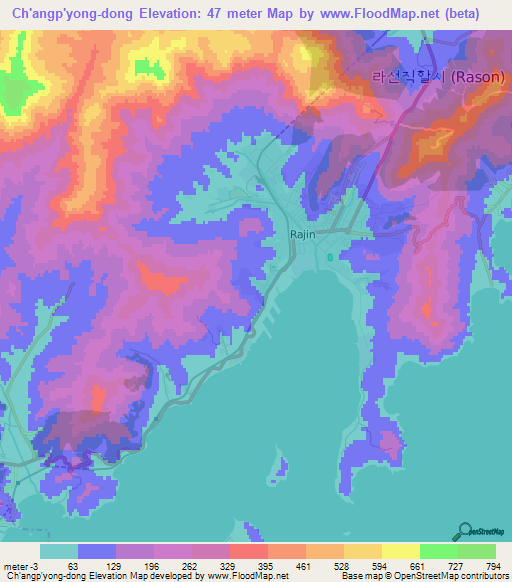 Ch'angp'yong-dong,North Korea Elevation Map