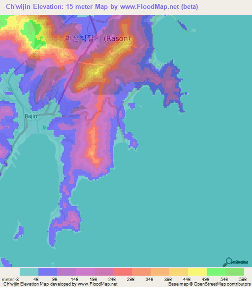 Ch'wijin,North Korea Elevation Map