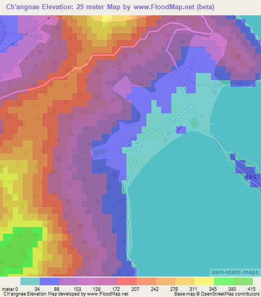Ch'angnae,North Korea Elevation Map
