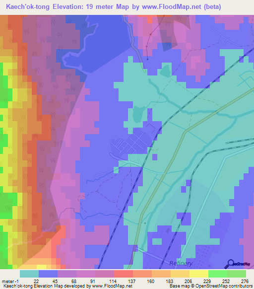 Kaech'ok-tong,North Korea Elevation Map