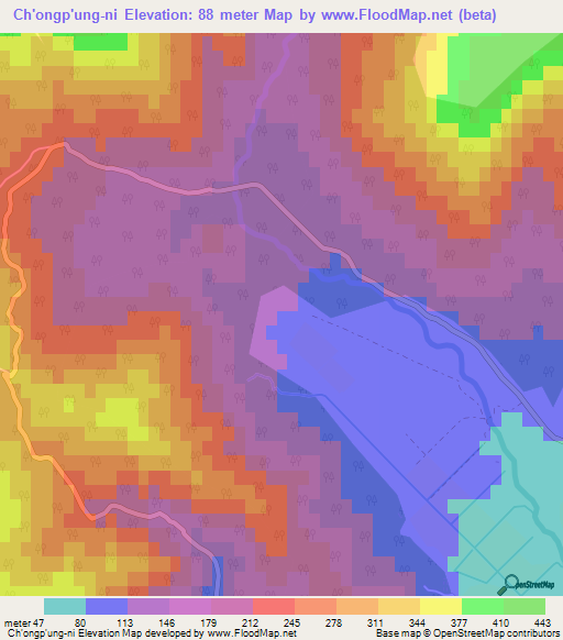 Ch'ongp'ung-ni,North Korea Elevation Map