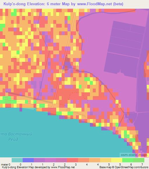 Kulp'o-dong,North Korea Elevation Map