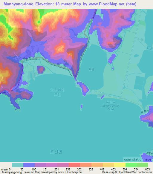 Manhyang-dong,North Korea Elevation Map