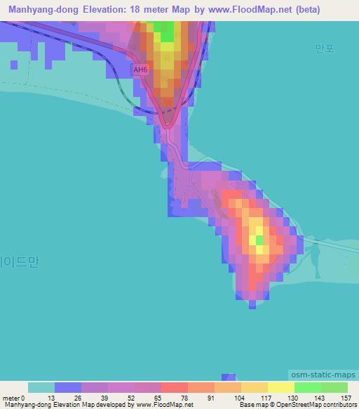 Manhyang-dong,North Korea Elevation Map