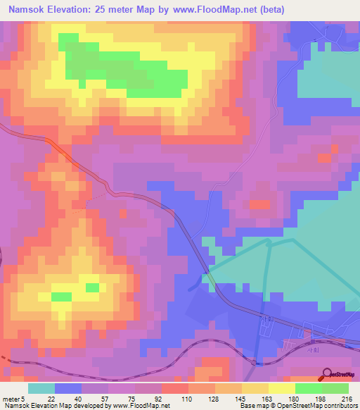 Namsok,North Korea Elevation Map