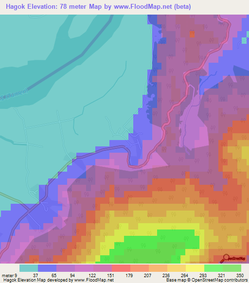 Hagok,North Korea Elevation Map