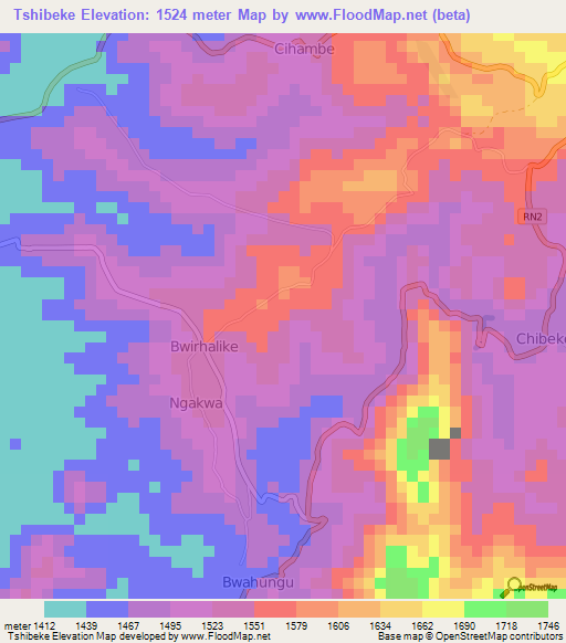 Tshibeke,Congo (Kinshasa) Elevation Map