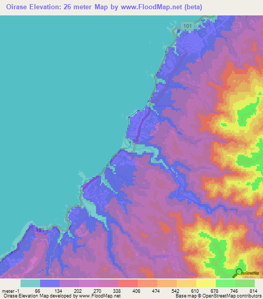 Oirase,Japan Elevation Map