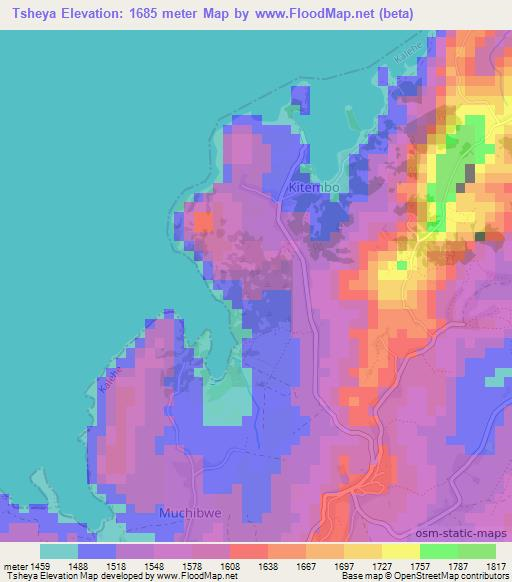 Tsheya,Congo (Kinshasa) Elevation Map