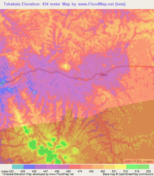Tshakala,Congo (Kinshasa) Elevation Map