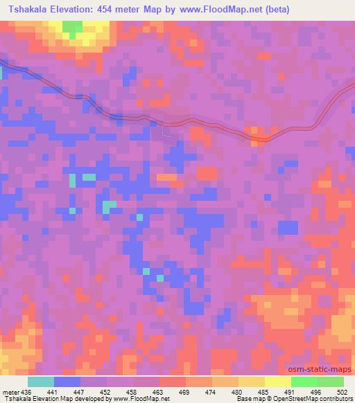 Tshakala,Congo (Kinshasa) Elevation Map