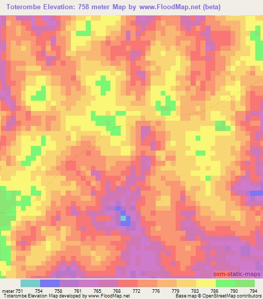 Toterombe,Congo (Kinshasa) Elevation Map