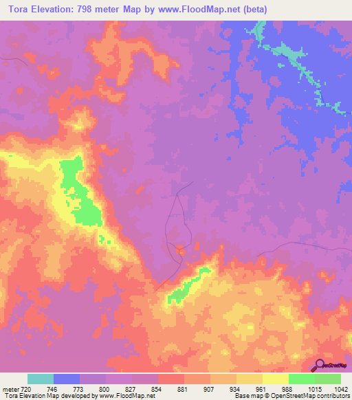 Tora,Congo (Kinshasa) Elevation Map