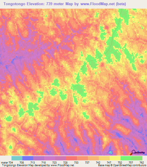 Tongotongo,Congo (Kinshasa) Elevation Map