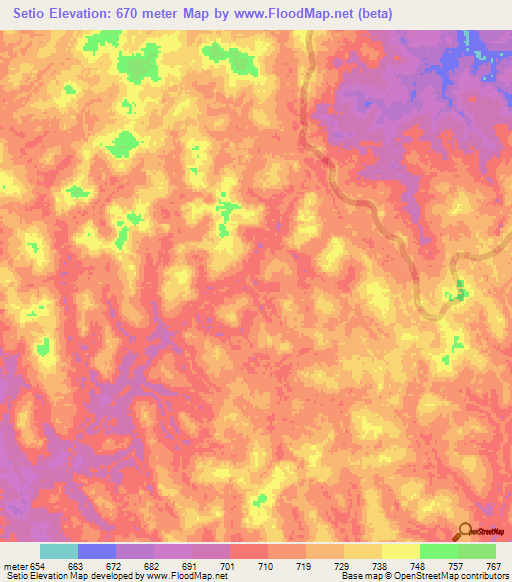 Setio,Congo (Kinshasa) Elevation Map