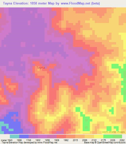 Tayna,Congo (Kinshasa) Elevation Map