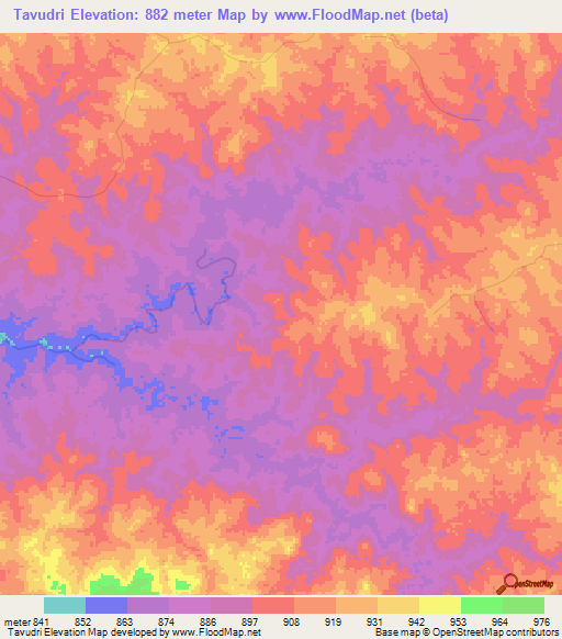 Tavudri,Congo (Kinshasa) Elevation Map