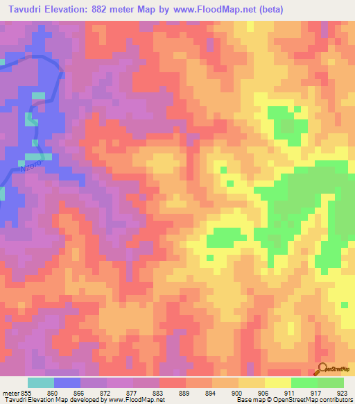 Tavudri,Congo (Kinshasa) Elevation Map