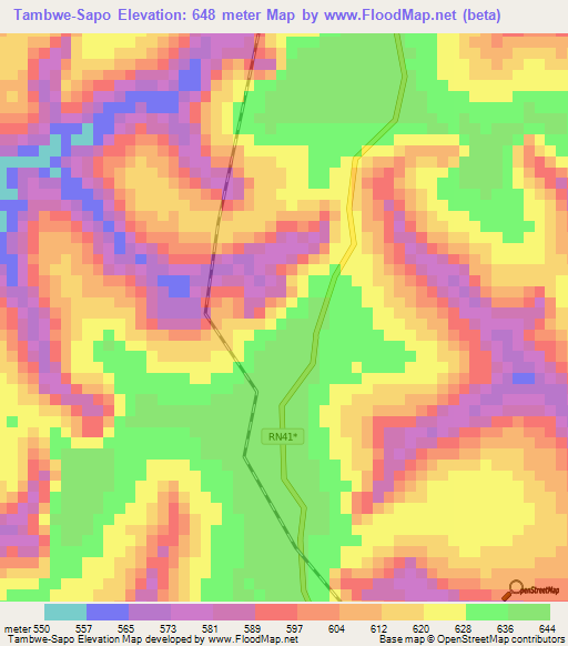 Tambwe-Sapo,Congo (Kinshasa) Elevation Map