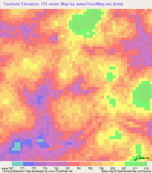 Tambula,Congo (Kinshasa) Elevation Map