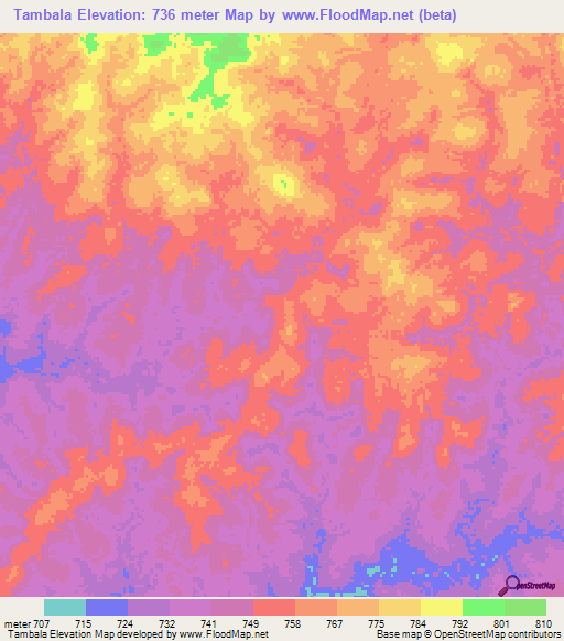 Tambala,Congo (Kinshasa) Elevation Map