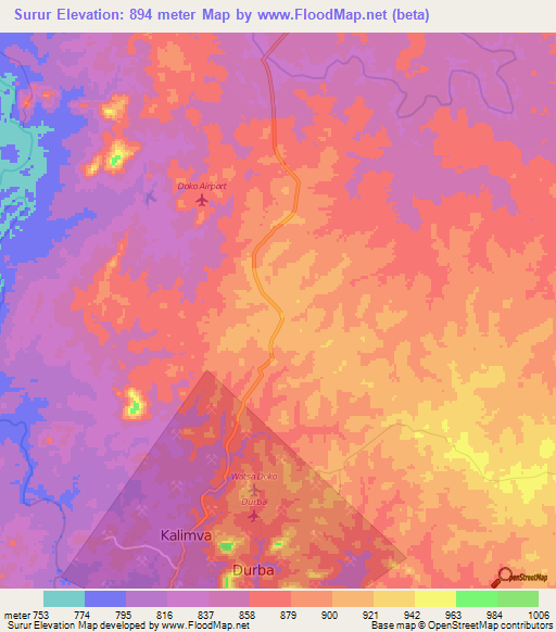 Surur,Congo (Kinshasa) Elevation Map
