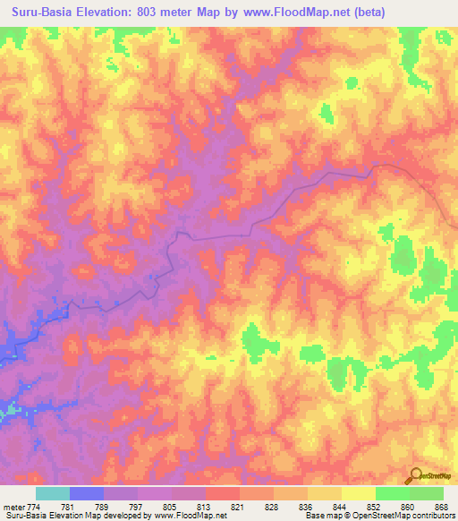 Suru-Basia,Congo (Kinshasa) Elevation Map