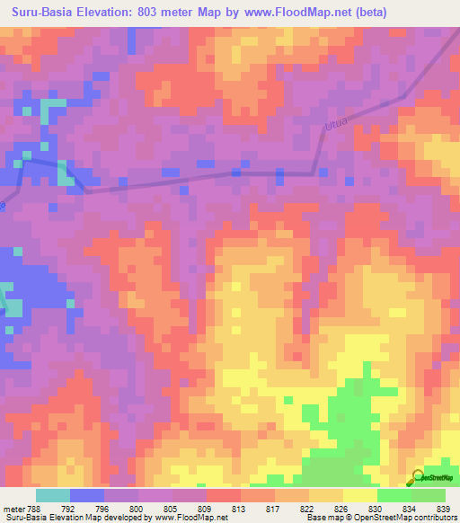 Suru-Basia,Congo (Kinshasa) Elevation Map