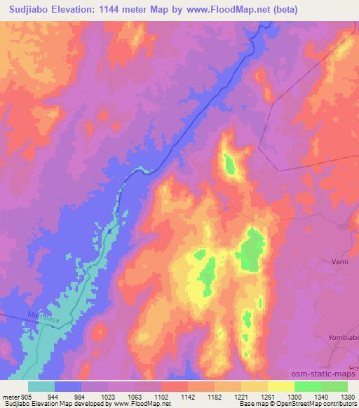 Sudjiabo,Congo (Kinshasa) Elevation Map
