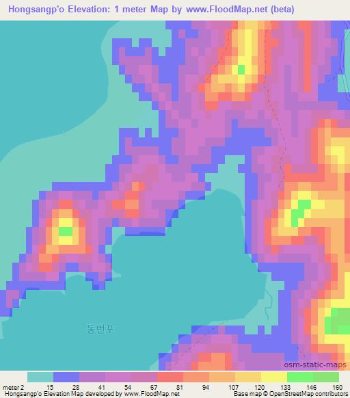 Hongsangp'o,North Korea Elevation Map