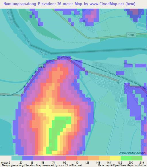 Namjungsan-dong,North Korea Elevation Map