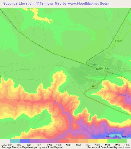 Sobonga,Congo (Kinshasa) Elevation Map