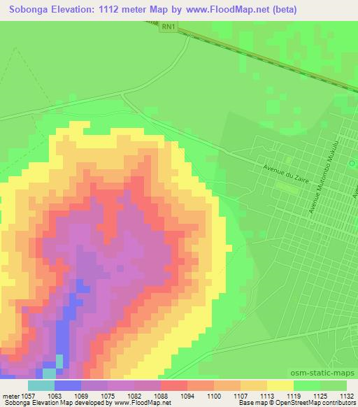 Sobonga,Congo (Kinshasa) Elevation Map