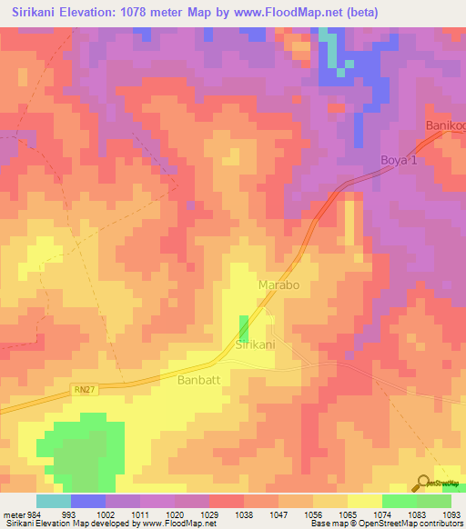 Sirikani,Congo (Kinshasa) Elevation Map