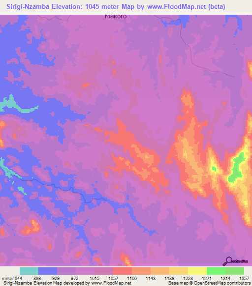 Sirigi-Nzamba,Congo (Kinshasa) Elevation Map
