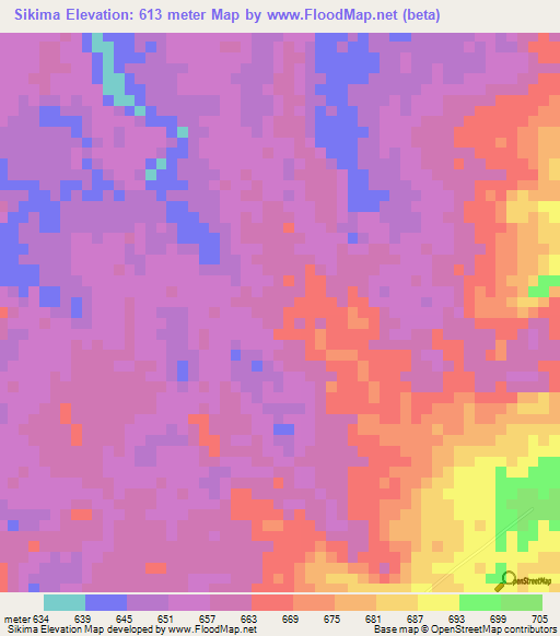 Sikima,Congo (Kinshasa) Elevation Map