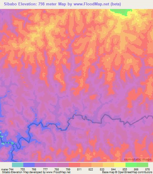 Sibabo,Congo (Kinshasa) Elevation Map