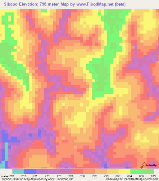 Sibabo,Congo (Kinshasa) Elevation Map