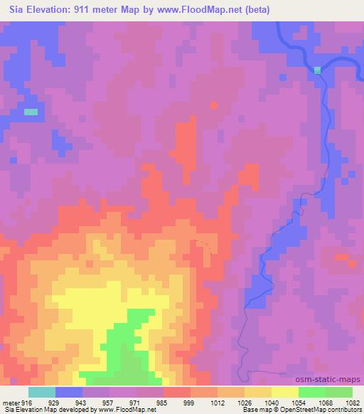 Sia,Congo (Kinshasa) Elevation Map