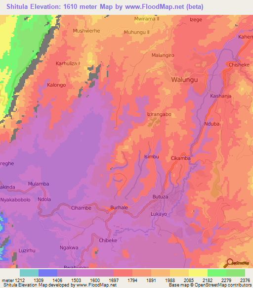 Shitula,Congo (Kinshasa) Elevation Map