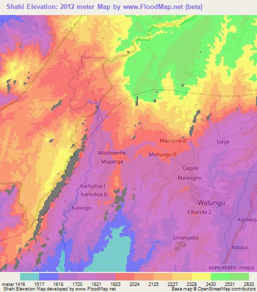 Shahi,Congo (Kinshasa) Elevation Map