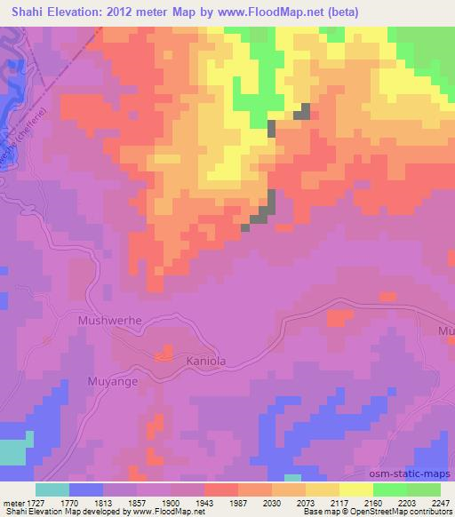 Shahi,Congo (Kinshasa) Elevation Map